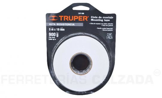 CINTA MONTAJE DOBLE FAZ TRUPER 19MM X 5MT 12541