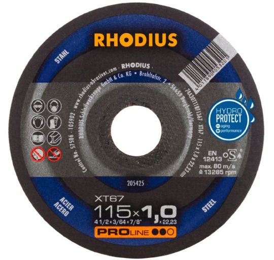 DISCO CORTE METAL RHODIUS PRO 115 X 1,0 X 22,23 - XT67 205425