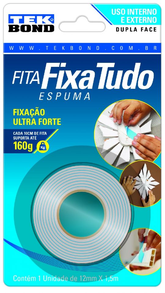 CINTA DOBLE FAZ FIJA TODO ESPUMA TEKBOND 12MM X 1,5MT INT /EXT