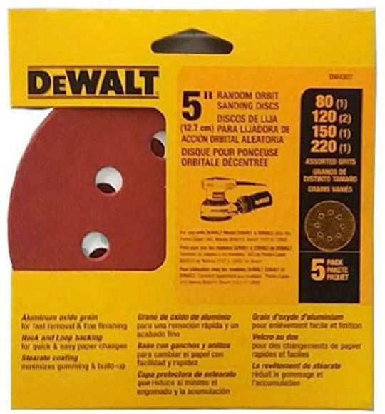 DISCO DE LIJA VELCRO 5 SURTIDO (5PZ) DEWALT DW4307