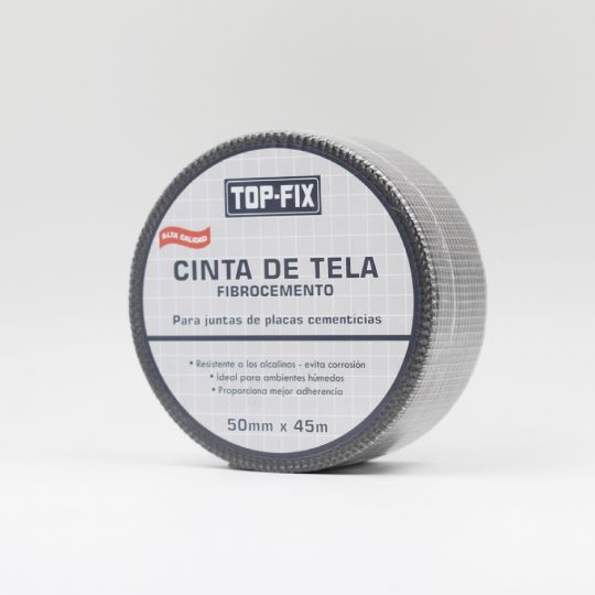 CINTA ADHESIVA TELA FIBRA VIDRIO 5CM X 45MTS. CEMENTICIA TOPFIX