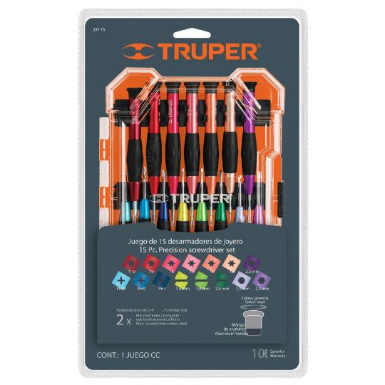 JUEGO DESTORNILLADORES TIPO JOYERO 15PZ TRUPER - 14205