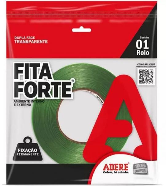 CINTA DOBLE FAZ TRANSP. ADERE XT080 12MM X 20M ESP.0,8MM